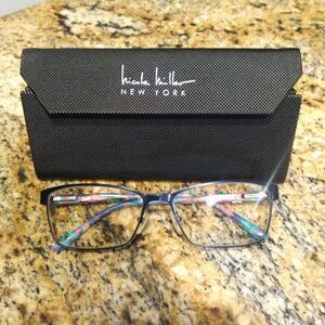 Nicole Miller Womens Titanium Carman C05 Navy 57-16-140 Eyeglasses Frames